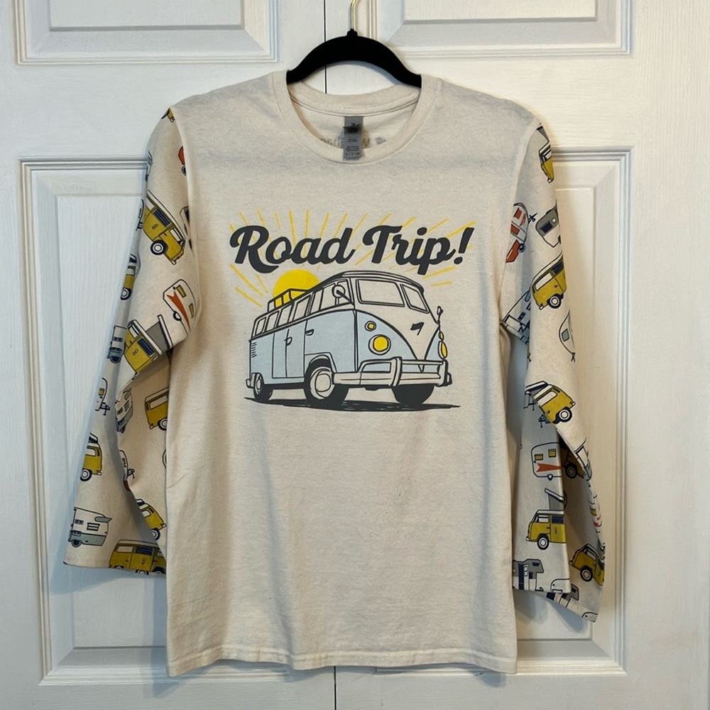 OOAK Upcycled VW Bug Tee, Roadtrip!
